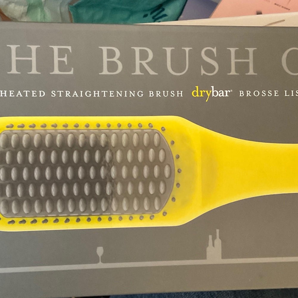 Drybar Yellow Heated Straightening Brush with Gray Bristles